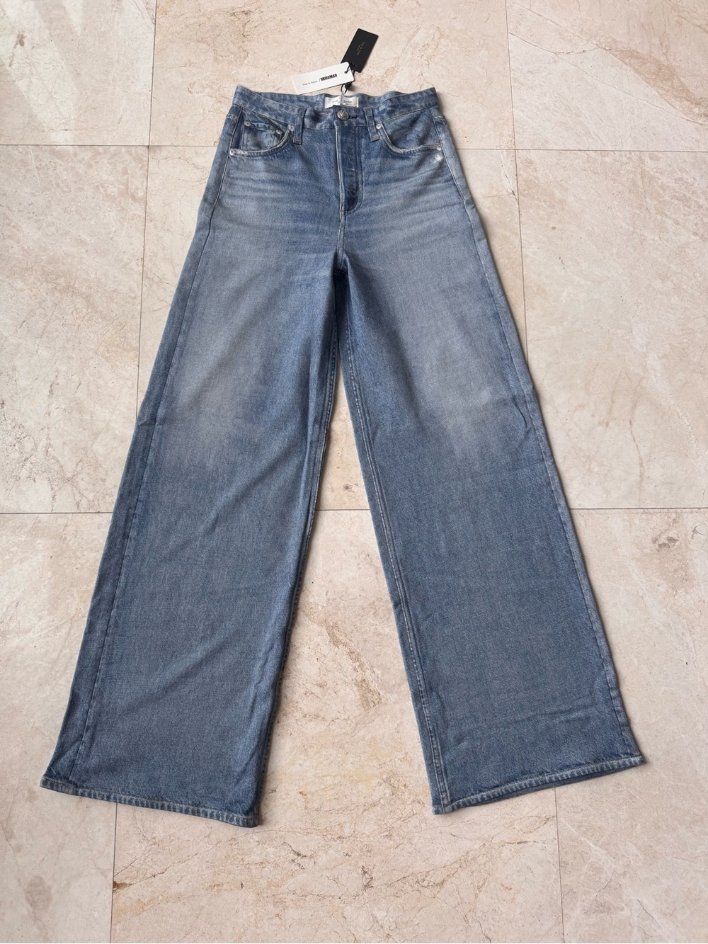 Rag & Bone Miramar Terry Sophe Wide Leg High-Rise Blue Women's Jeans size 25 - Picture 5 of 15